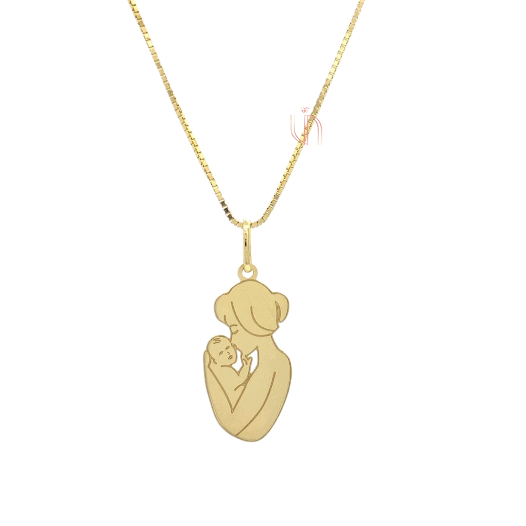 Pingente Mãe e Bebê em Ouro Amarelo 18k