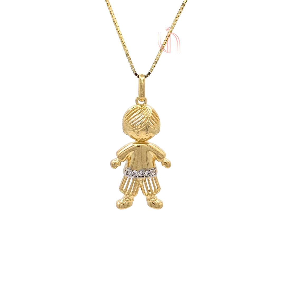 Pingente Menino em Ouro Amarelo 18k com Diamantes