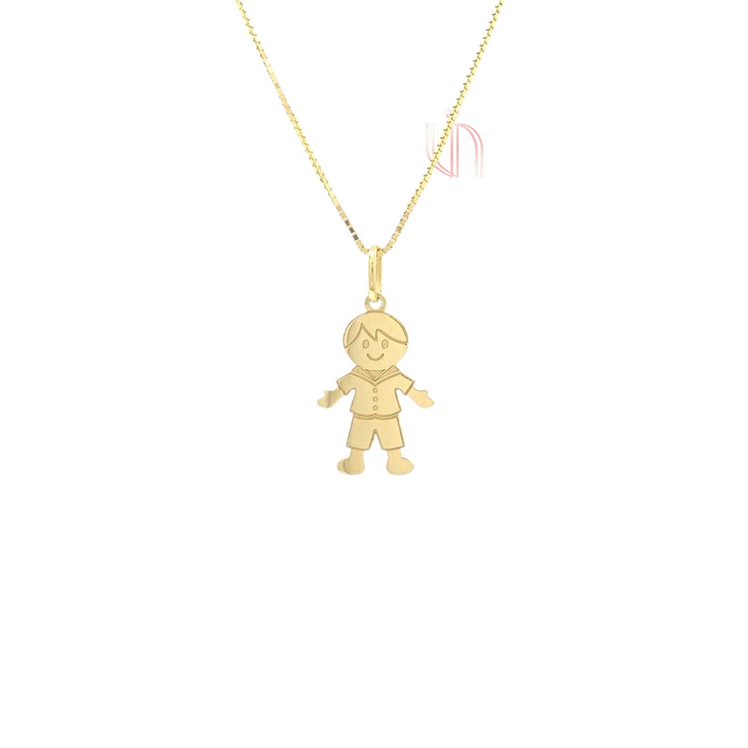 Pingente Laser Menino em Ouro Amarelo 18k