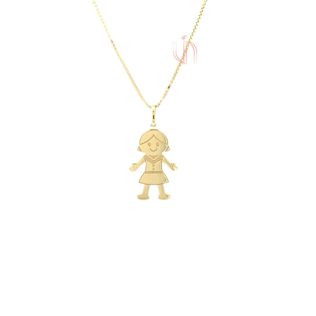 Pingente Laser Menina em Ouro Amarelo 18k