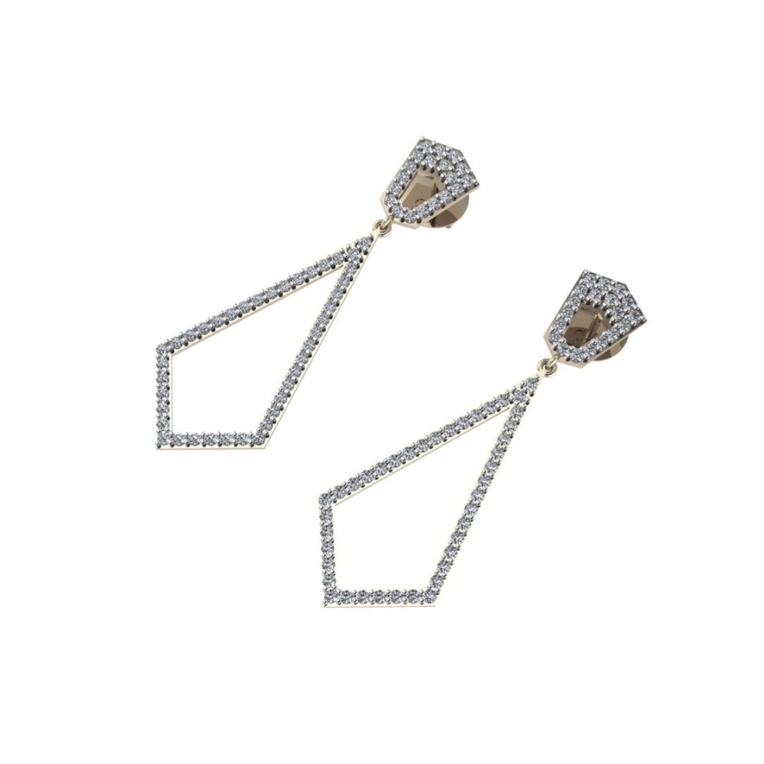 Brinco Losango com Diamantes em Ouro Branco 18k