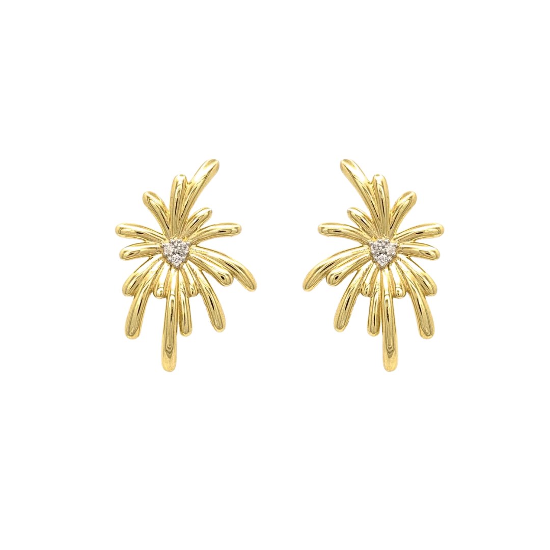 Brinco Fogos em Ouro Amarelo 18k com Diamantes Menor