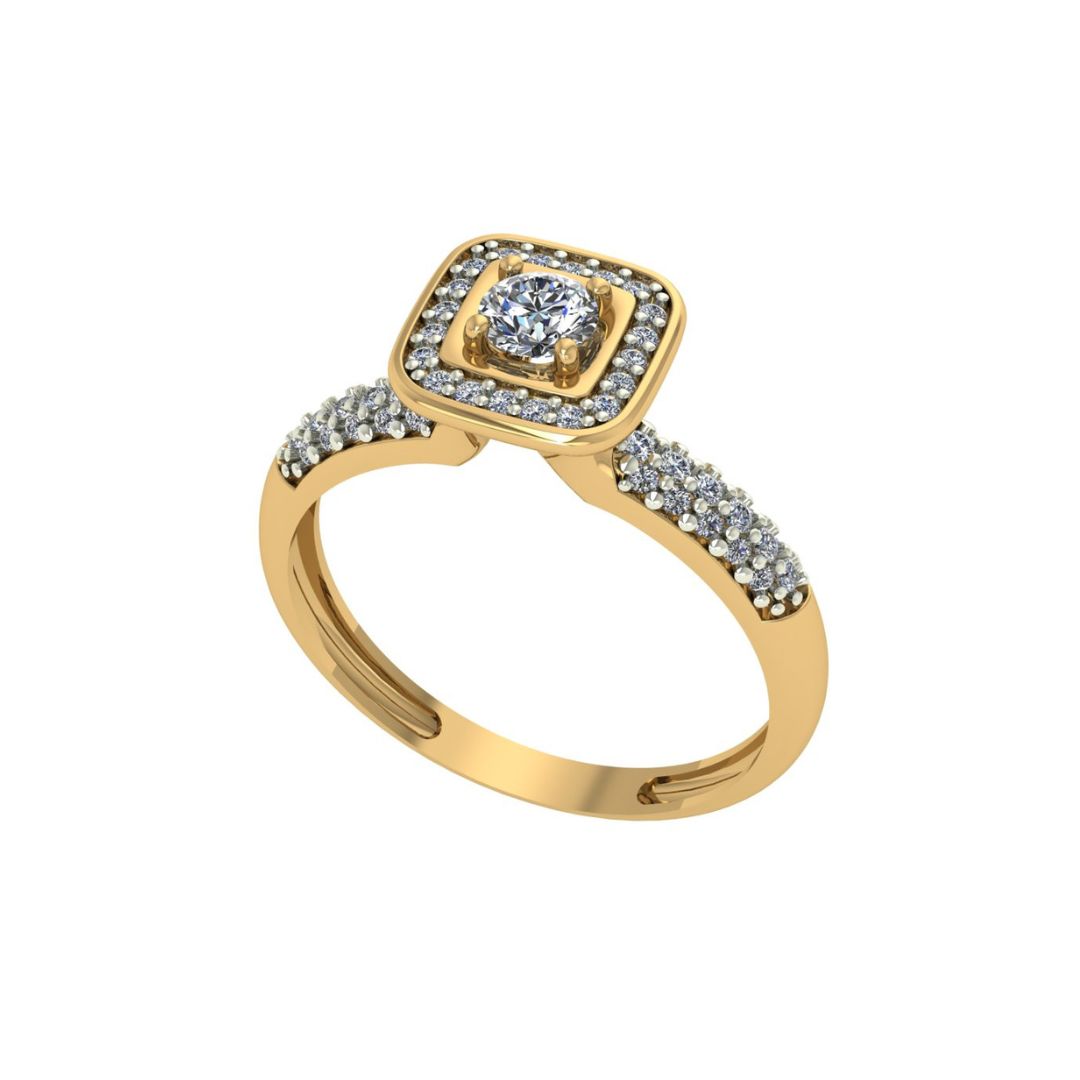 Anel em Ouro 18k com Pedra Central de 23 Pontos
