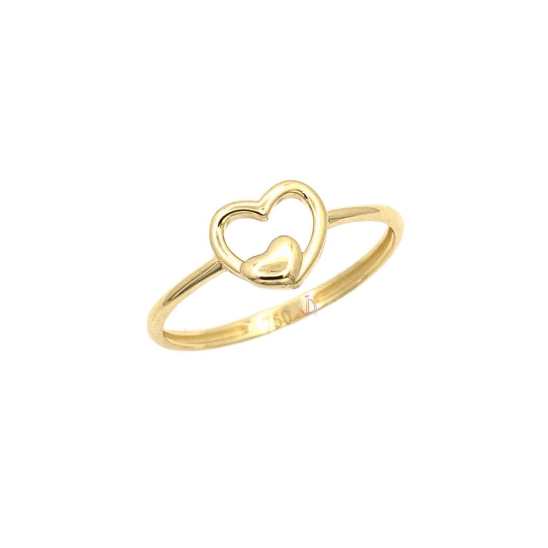 Anel Corações em Ouro Amarelo 18k