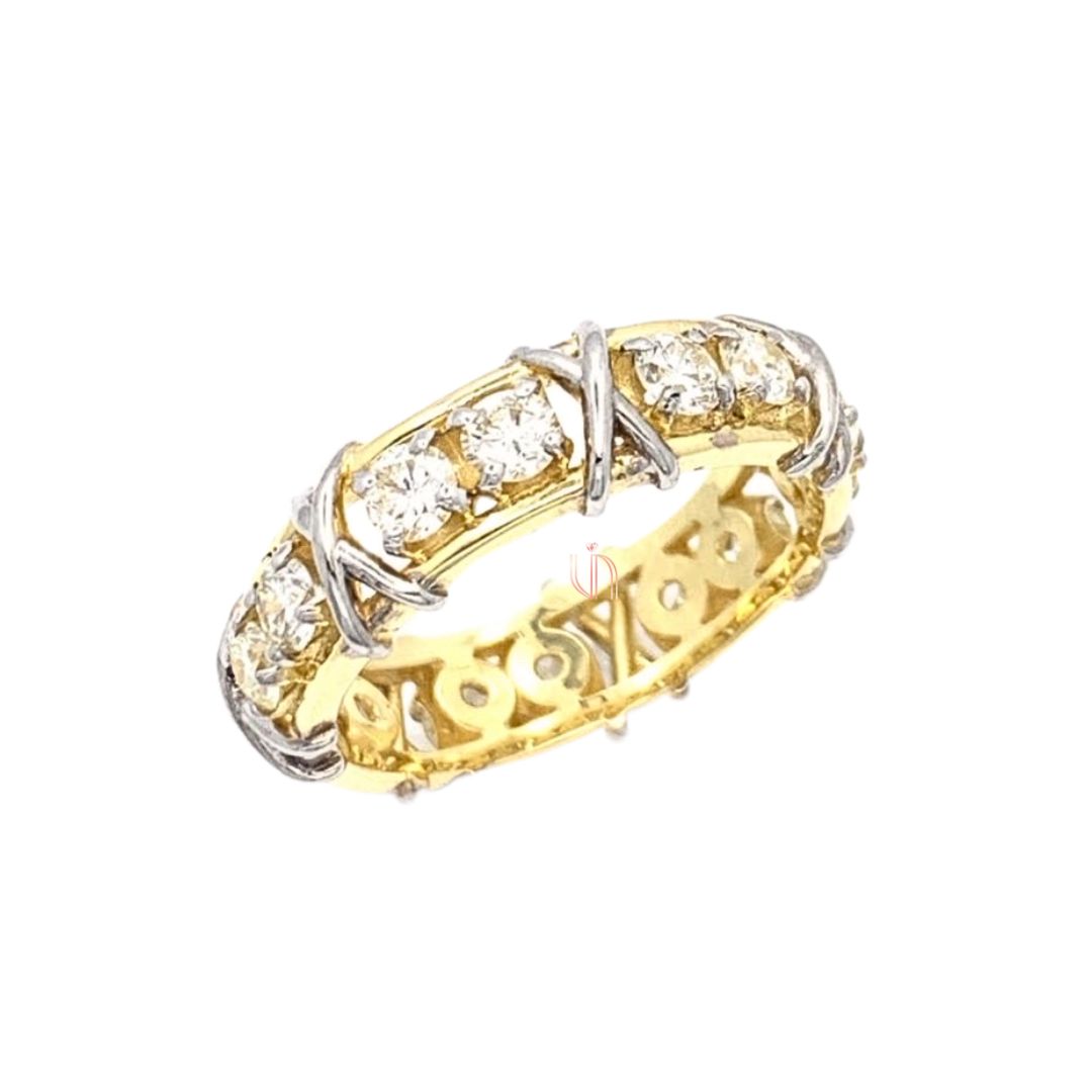 Aliança X em Ouro Amarelo 18k com Diamantes de 3,1ptos