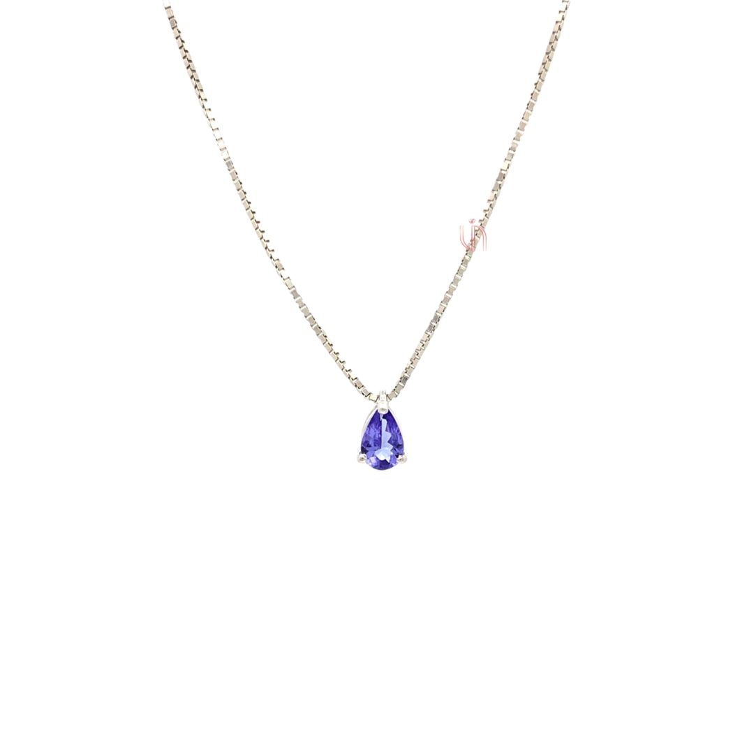 Pingente Gota de Tanzanita em Ouro Branco 18k