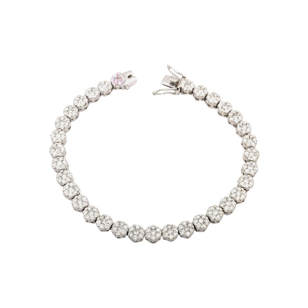 Pulseira Riviera Flores em Ouro Branco 18k com 5,04ct de Diamantes