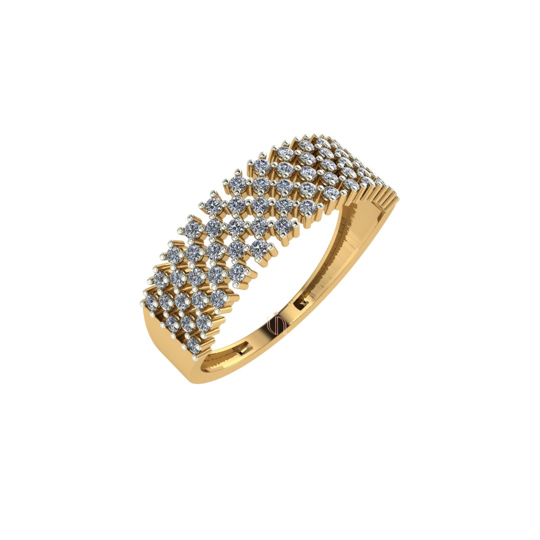 Meia Aliança em Ouro Amarelo 18k com Diamantes