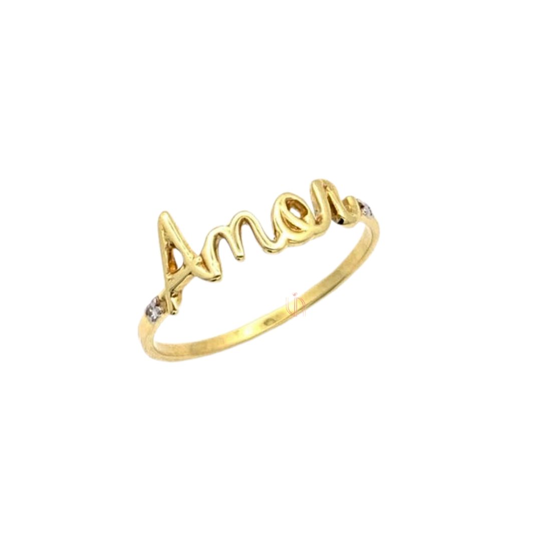 Anel Manuscrito Amor em Ouro Amarelo 18k com Diamantes