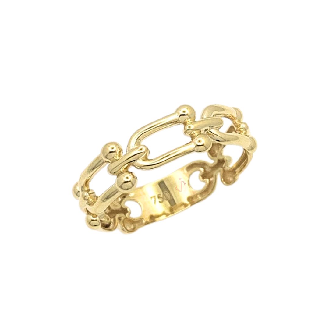 Anel Elos com Bolinhas Menor em Ouro Amarelo 18k