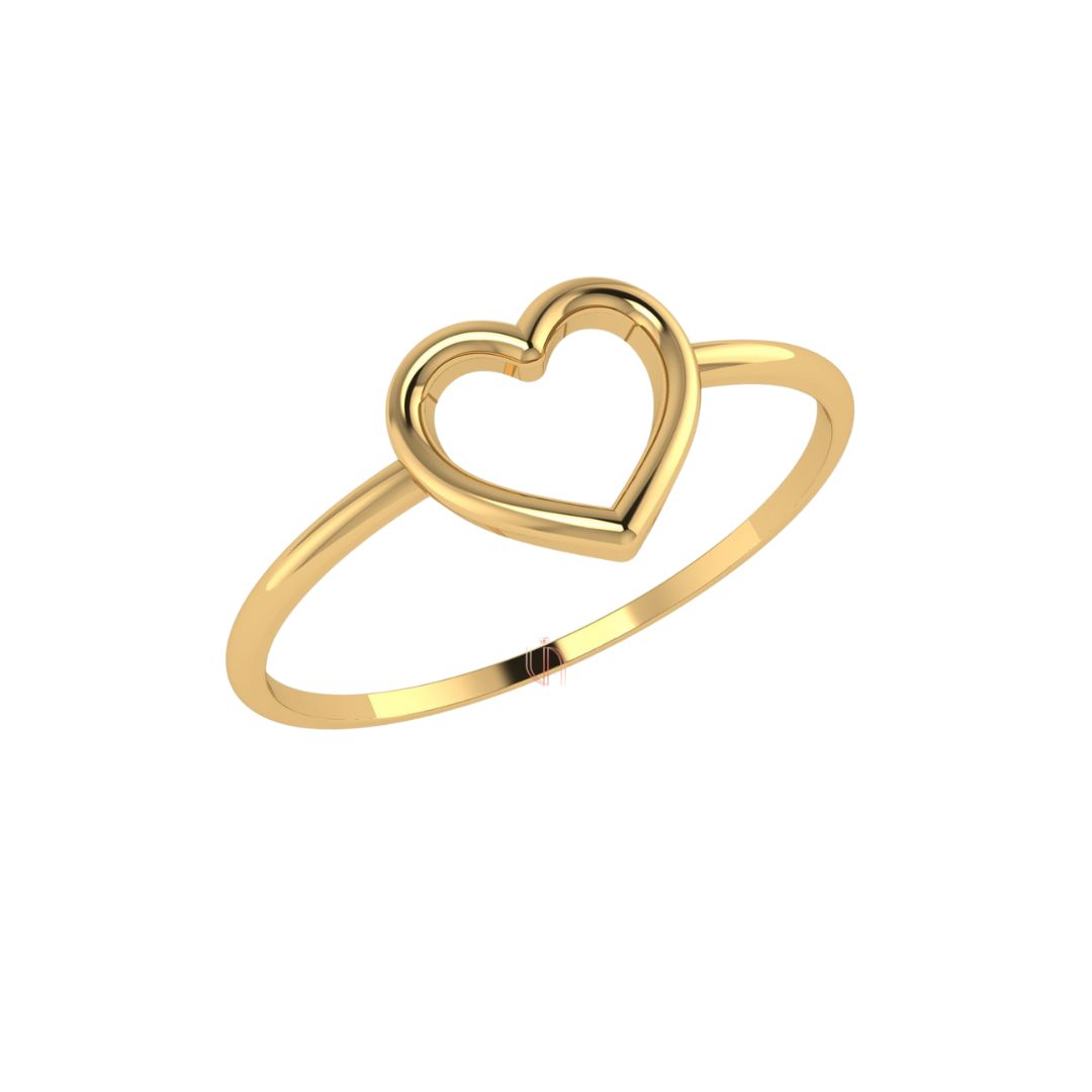 Anel Coração Vazado em Ouro Amarelo 18k