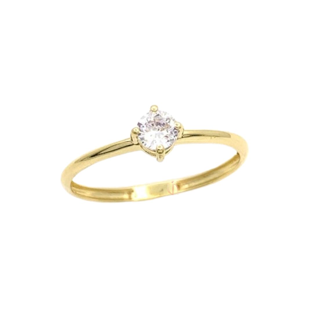 Anel Solitário em Ouro Amarelo 18k com Zircônia de 4,0mm
