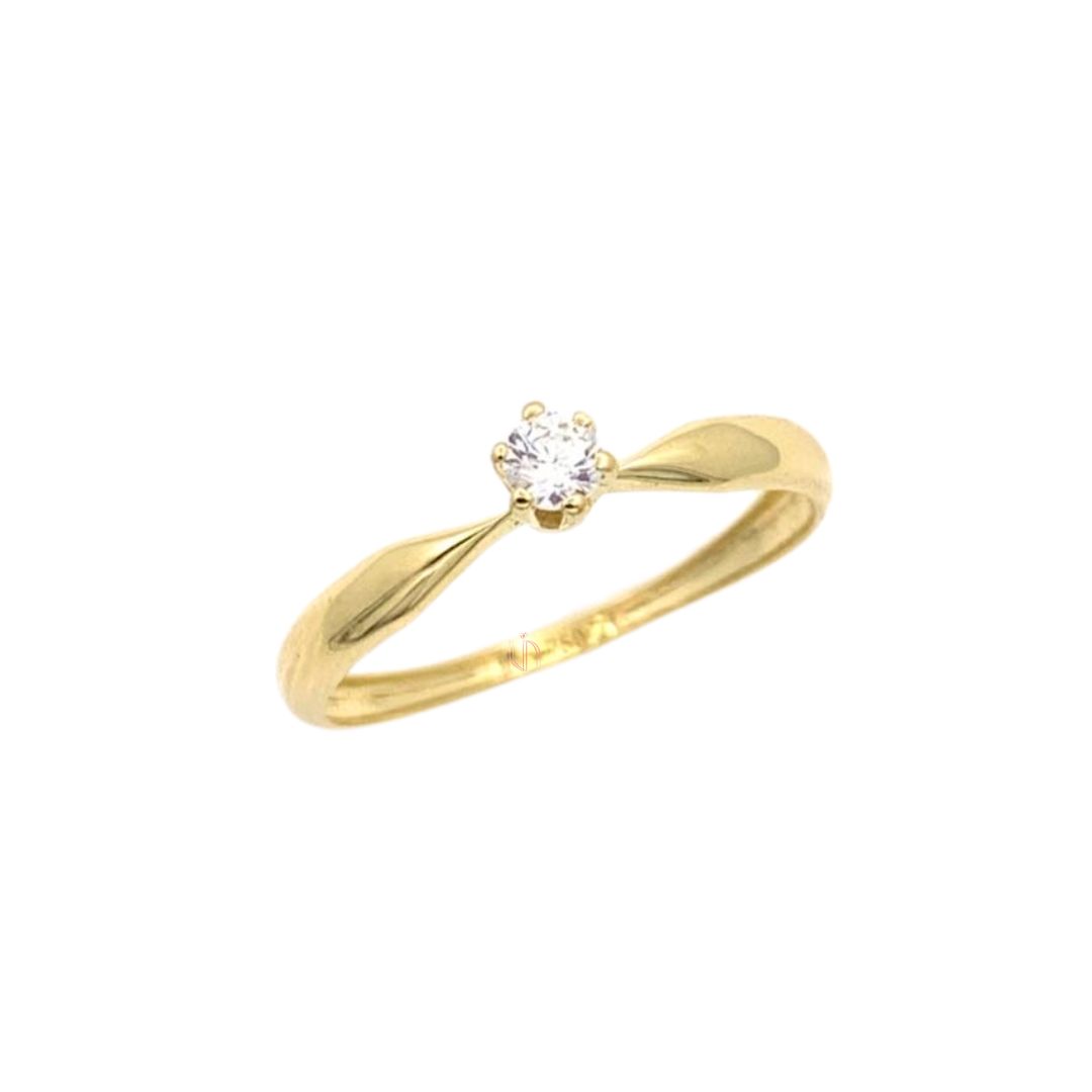Anel Solitário 6 Garras em Ouro Amarelo 18k com Pedra de 3mm