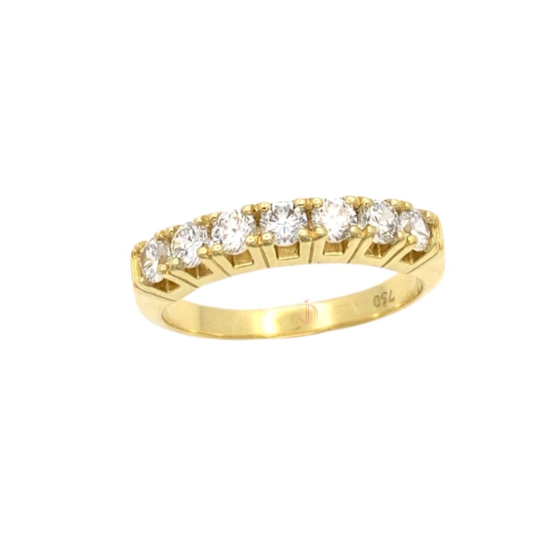 Meia Aliança em Ouro Amarelo 18k com Pedras de 3,0mm