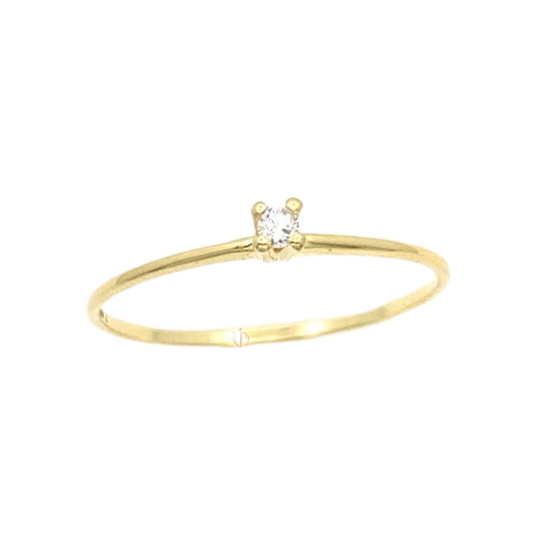 Anel Solitário 4 Garras em Ouro Amarelo 18k com Zircônia de 2,00mm