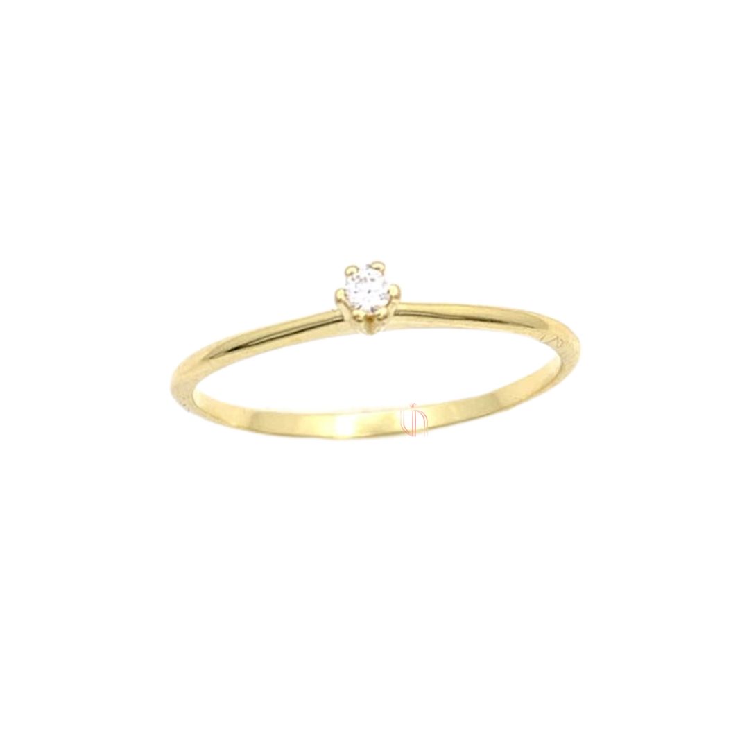 Anel Solitário em Ouro Amarelo 18k com Zircônia de 2,0mm