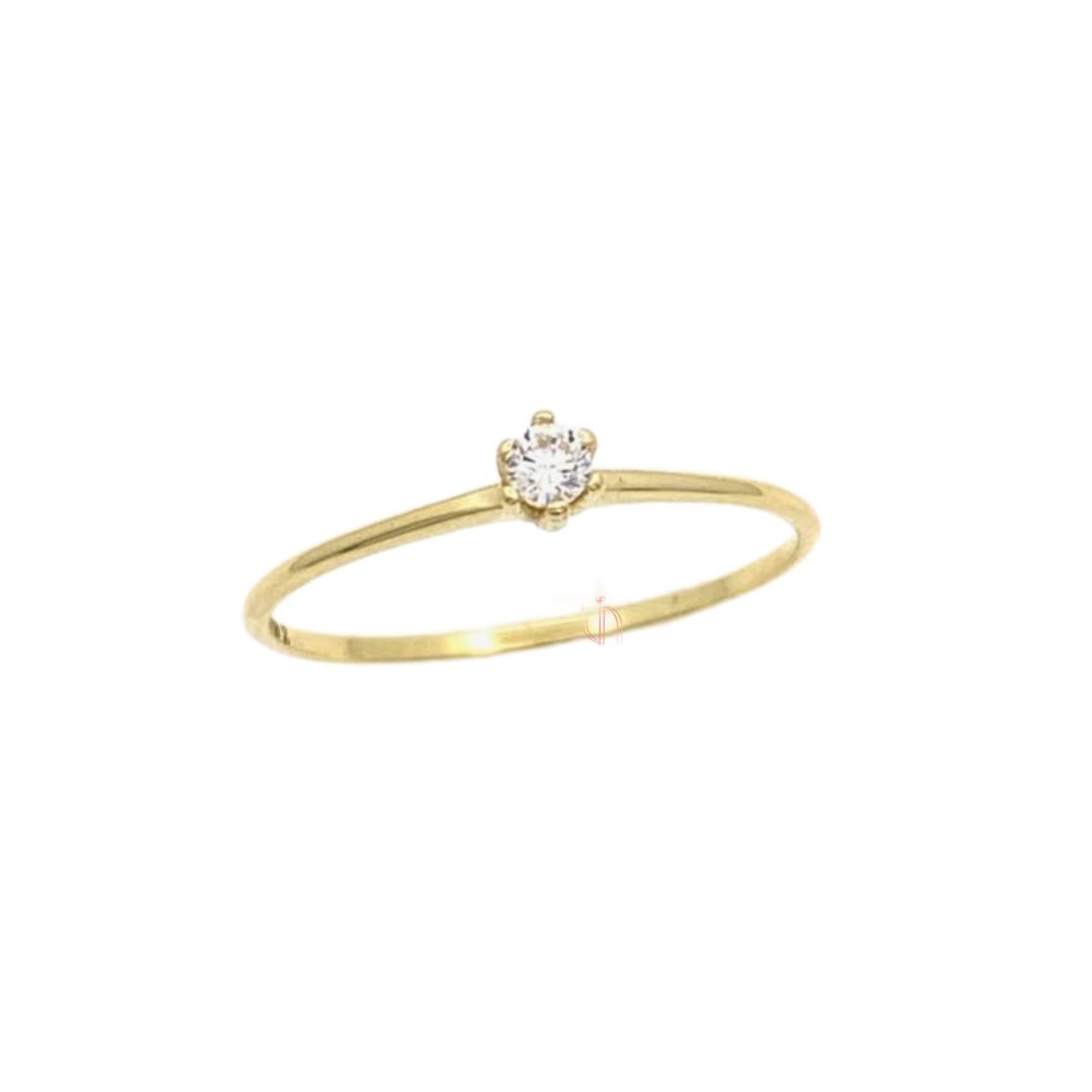 Anel Solitário em Ouro Amarelo 18k com Zircônia de 2,5mm