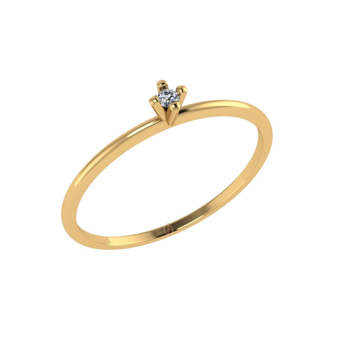 Anel Solitário em Ouro Amarelo 18k com Diamante de 2,2ptos