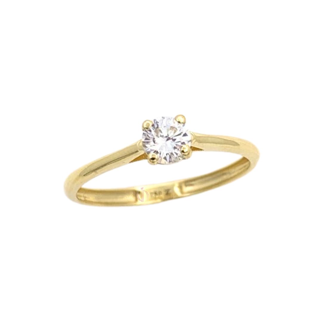 Anel Solitário em Ouro Amarelo 18k com Zircônia de 4,40mm